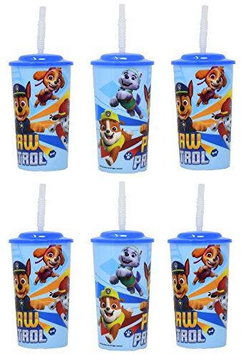 Paw Patrol wiederverwendbare Trinkbecher mit Deckel und Strohhalmen, 473 ml, 6 Stück