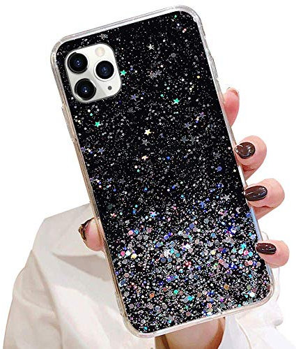 LCHULLE Black Girls Case Design for iPhone 12 Mini Glitter Cover Paillette Case Sparkle Bling Protective Case Clear TPU Bumper Silicone Case Back Cases Cover for iPhone 12 Mini Cover