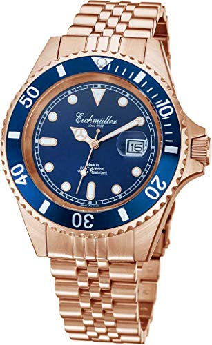 Eichmüller Taucheruhr 3464-05 Rose-blau 20 ATM Edelstahlband 43 mm