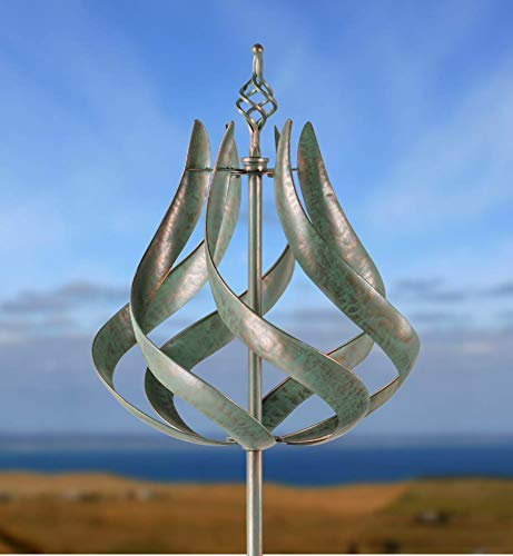 Roseland wind sculpture spinner (Verdigris with gold brush)