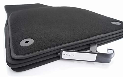 kh Teile Fußmatten passend für ID3 ID.3 (4-teilig) Velours Premium Automatten Matten Innen Schwarz 4-teilig