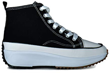 Altamoda Zapatillas de Lona con Plataforma para Mujer Negras (37)