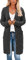kinstell Ladies Long Sleeve Button Top Chunky Aran Cable Knitted Long Length Boyfriend Grandad Cardigan UK Grey