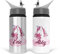 Personalised Unicorn Water Bottle for Kids – 600ml Aluminium Drink Bottle with Flip-Up Lid and Straw – Leakproof & Spillproof – Custom Name Bottle for School, Sports, or Travel – Girls Gift Idea