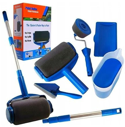 ADGO Lot de 3 rouleaux de peinture - Avec réservoir de remplissage à rouleaux, manche télescopique, pinceau astucieux - Kit multifonction avec barre extensible pour la maison, l'école, le mur de