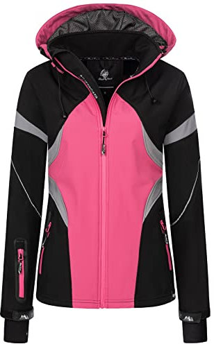 Rock Creek Damen Softshell Jacke Windbreaker Regenjacke Übergangsjacke Softshelljacke Damenjacke Regenmantel Outdoorjacke Kapuze D-467 Pink XXL