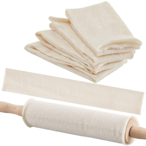 Patelai Set of 4 Rolling Pin Covers 14.96 x 1.97 Inch Cotton White Rolling Pin Sock Sleeve for Baking