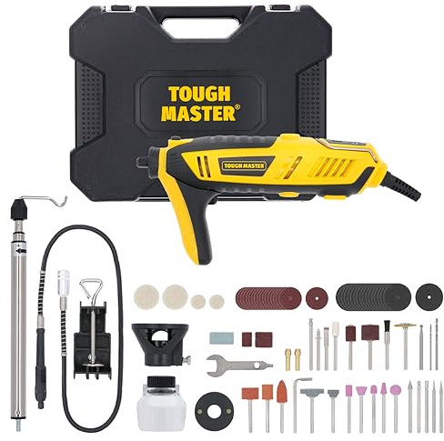 TOUGH MASTER Rotary Tool Kit, Corded 200W Multi-Functional Tool with 127 Piece Attachment Accessories For Grinding, Cutting, Engraving, Drilling, Polishing