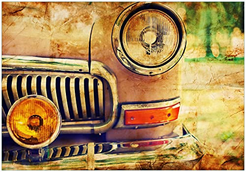 Wallario Vliestapete Fototapete Antiker Oldtimer in Sepiafarben - Frontansicht - Wandtapete Größe: 300 x 210 cm