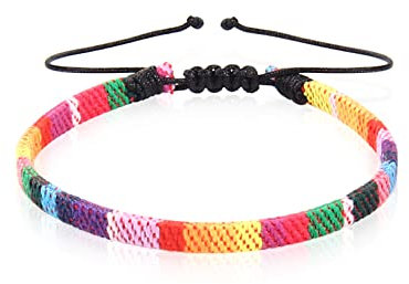 Surfer Fußband Regenbogen Damen und Herren Bunt I Wasserfester Stoff I Fussband größenverstellbar (16-32cm) I Boho Ethno Fussbänder