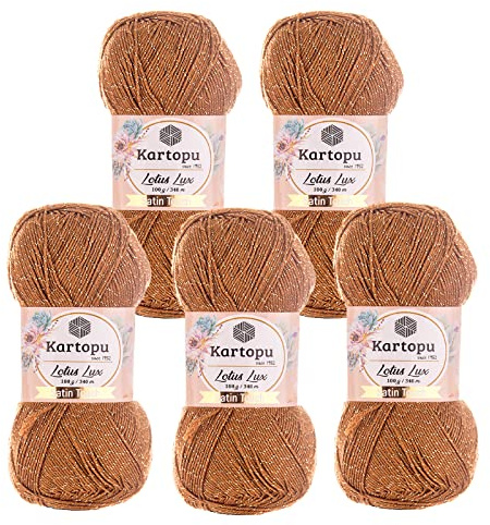 Glitzerwolle Kartopu Lotus Lux 5x100g Strickgarn Wolle mit Glitzer Oeko Tex Glitzergarn Sommer