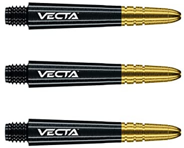 WINMAU Vecta Schwarz mit Gold kurz Dartschäfte (Schäfte) – 1 Set pro Packung (insgesamt 3 Schäfte)