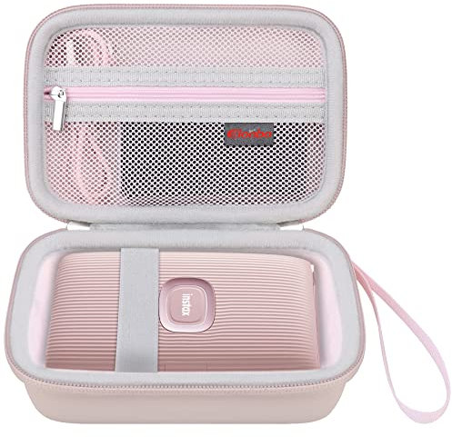 Elonbo Harte Tragetasche für Fujifilm Instax Mini Link 3/2, Schutzhülle, Extra Mesh Tasche, Rosa+Rosa