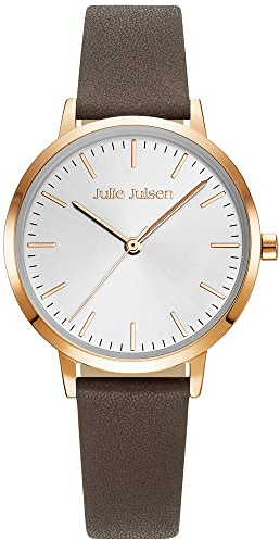 Julie Julsen JJW1027RGL-11 Uhr Damenuhr Lederarmband Metall 3 bar Analog braun