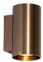 Qazqa Modern Up and Down Wandleuchte, Wandlampe - Sandy - Dunkelbronze, Rund, max. 10W, Geeignet für LED, 2-flammig, 8cm, Ideal als Flur und Wohnzimmerlampe