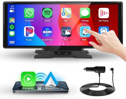 10,26-Zoll CarPlay Android Auto Autoradio, IPS-Touchscreen-Digitalempfänger fürs Auto mit Bluetooth, Navigation, Mirror Link, Auto-Player mit Siri/GOO-gle, TF/AUX-Eingang