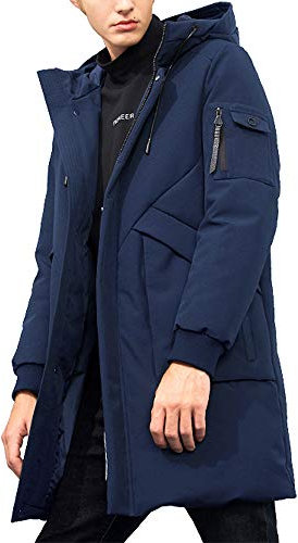 Pioneer Camp Manteaux d'hiver imperméables à capuche coupe-vent épais Parkas long rembourré pour homme, bleu marine, XX-Large haut