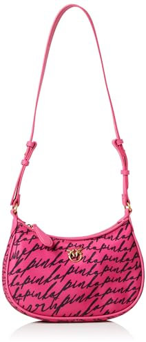 Pinko Damen Half Moon Mini FL Recycling Nylon St. Logo Tasche, nzel_pink pink/Black-Black