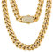 KRKC&CO 12mm Herren Panzerkette mit Iced Out Verschluss, 18K Gold plattiert Cuban Link Chain, Edelstahl Miami Kubanische Gliederkette Goldkette, Hip Hop Halskette für Männer Jungen [Größe 50,8cm]