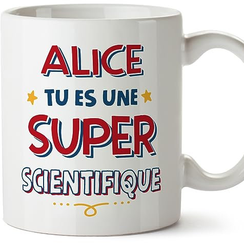 Mugffins Tassen Personalisierten für WISSENSCHAFTLERIN Frau - Auf Französisch - Tu es Super - 11 oz / 330 ml - Individuell Anpassbar Geschenk Mitarbeiter