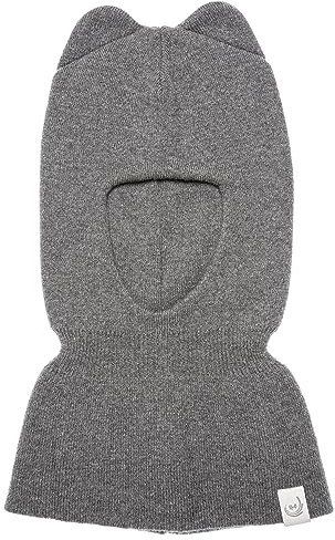 KNITAS Schlupfmütze Schalmützen aus Wolle für Baby Kinder I Winter Warme Gestrickte Sturmhaube Balaclava für Jungen und Mädchen 1-3 Jahre I Doppellagiger Mütze in der Farbe Grau - Größe 44-48cm