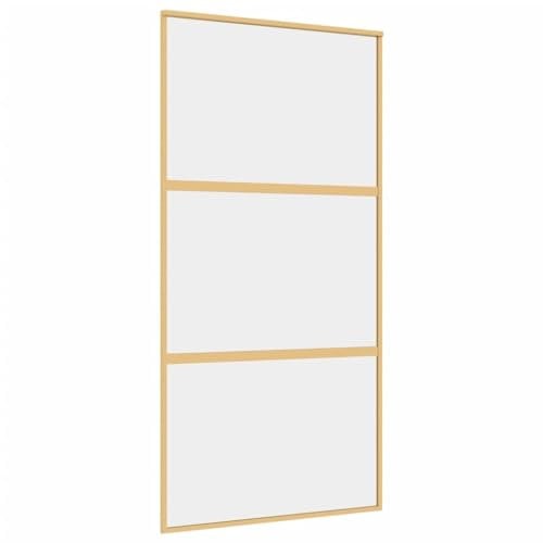 vidaXL Puerta Corredera, Puerta Corrediza, Panel de Privacidad, Puerta Decorativa para Granero Hogar, Vidrio ESG Transparente y Aluminio Dorada