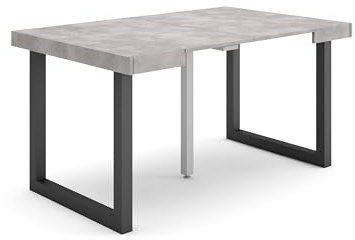 Skraut Home | Table Console Extensible | Console Meuble | 140 | pour 6 Personnes | Pieds Bois Massif | Style Moderne | Ciment