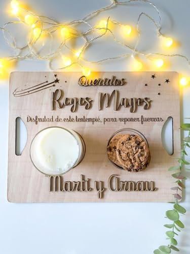 Bandeja navidad personalizada con el nombre en madera. BANDEJA REYES MAGOS, BANDEJA CAGA TIÓ BANDEJA PAPA NOEL Navidad decoración SantaClaus