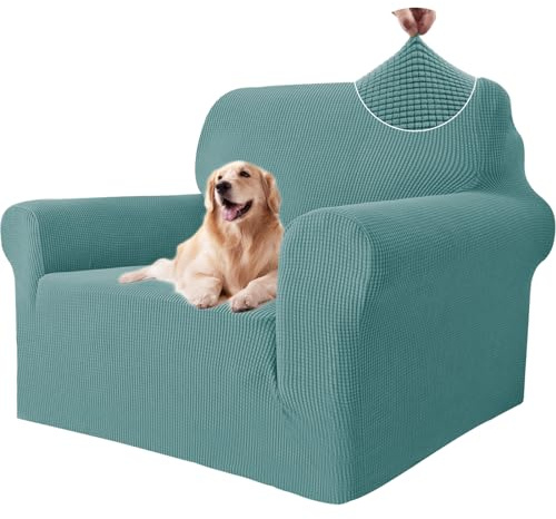 Ystyle Sofa überzug 1 Sitzer Mit Armlehne, Stretch Sofabezug rutschfest, Modern Sofa Cover Für Hunde Haustiere, Atmungsaktiv Couch überzug Mit Elastic Bottom, Hellblau
