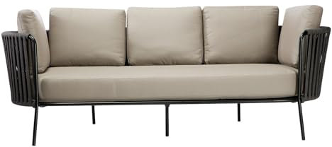 Mondo Viro 3-Sitzer-Sofa aus Seil und Metall Daisy Rope Gartensofa 220 x 80 cm 71 h (Schwarz - Weiß)