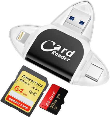 CLIUNT USB C SD Card Reader with Dual Slot for MicroSD/SD,Lightning USB C SDCard Reader for SD/TF,SD Card Reader,Camera Card Viewer Memory Card Reader for iPhone/iPad/Macbook/Android phones/Camera
