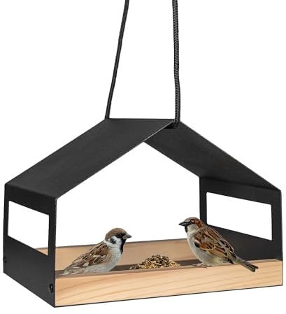 Nature Simple - Vogelhaus Metall zum Aufhängen in schwarz für Balkon und Garten, [Wetterfest, Winterfest]