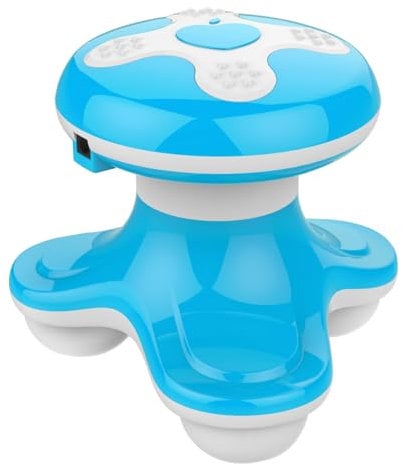 SEYRLMK Mini Massager Portable Handheld Electric Vibration deep Tissue Impact Body Massager, Suitable for The Back, Neck, Hands, Shoulders, Powered by 3AAA Battery or USB Cable (Blue)