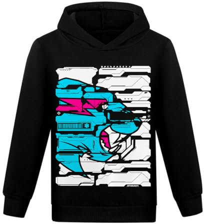TBNRFrags Mr Beast Sweats à capuche YouTube Gamer Sweats à capuche Chat foudre Haut à manches longues Vêtements pour enfants Noir Bleu Vêtements de sport, noir 2, 11-12 ans