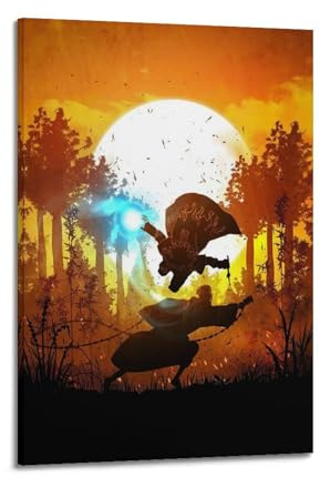 LMJUSNEFNC Poster, Motiv: Minato gegen Obito, dekoratives Gemälde, Leinwand, Wandposter und Kunstdruck, moderne Familienschlafzimmer-Dekoration, Poster, 40 x 60 cm