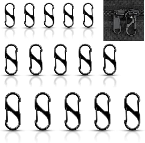 15Pcs Reißverschluss Clips Anti-Diebstahl,Reißverschluss ziehen Ersatz,Rucksack Lock halten Reißverschlüsse geschlossen,Dual S-förmigen kleinen Karabiner-Clip für Gepäck Koffer,Reißverschluss-Sperre