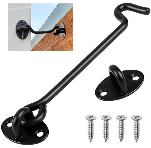 Cierre de gancho y ojo de 4 pulgadas, cerradura de gancho de puerta de acero inoxidable, gancho y ojo de cerradura de puerta, gancho de cabina, pestillo de puerta, cerradura de gancho giratorio de