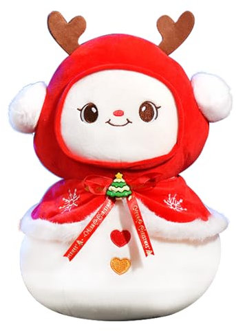 POPOYU Weihnachten Kuscheltier Schneemann, 9in/23cm Weihnachten Schneemann Weiches Fell Plüsch, Plüschtier Christmas Plüschpuppe Dekoration Stofftier Plüsch Figuren Spielzeug für Kinder Mädchen Jungen
