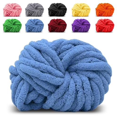 EUBSWA Filo di lana blu zaffiro spesso, lana voluminosa per lavori a maglia e uncinetto, per coperte, nidi per animali domestici, cuscini decorativi