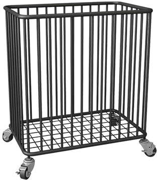 Wäschekorb mit Rollen, Rollender Wäschekorb, Metall-Aufbewahrungskorb auf Rollen, Organizer für Schmutzige Kleidung, Spielzeug, für Wohnzimmer, Schlafzimmer, Hotel Oder Badezimmer(Black)