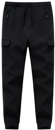 WaltZon Boys Girls Snow Pants Waterproof Fleece Lined Ski Pants Kids Insulated Winter Hiking Pants Outdoor Softshell with Zipper Pockets(3801SnowBlack08)