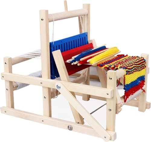 JeeKoudy Webstuhl-Set für Kinder-Anfänger, DIY-Webset, Webstuhl-Rahmen, Multi-Craft-Klappwebstuhl mit Gemischten Garnen, Kamm, Schiffchen für Webstuhl-Bastelbedarf