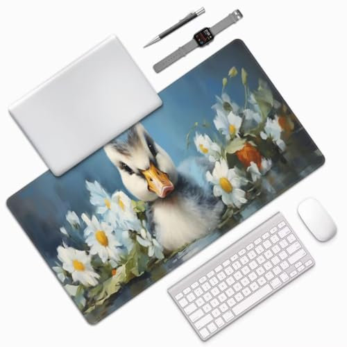 Cute Mouse Mat Large Desk Mat 31.5x15.7 Inch, Duck Mouse Pad Gaming Mousepad, Waterproof Keyboard Mat, Durable Desk Pad, Soft, Non-Slip Rubber Base Mouse Mats for Desk Office Gaming Home Decor M49