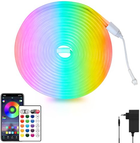 segrass LED Neon strip 5m, flexibel, mit APP/Fernbedienung, mehrere Modi, IP65 Outdoor RGB wasserdicht, Schlafzimmer Indoor Musik-Synchronisation Spiel Bar Licht