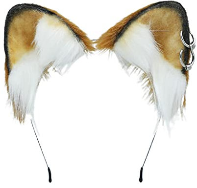 Pocoiau Serre-tête avec oreilles de chien en métal et peluche - Accessoire pour Halloween, Noël, cosplay