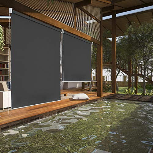 Riossad Außenrollo Senkrechtmarkise 160x240cm, Sonnenschutz Sichtschutz Vertikalmarkise, Außen Balkonrollo UV Schutz Wasserfest, Balkonmarkise für Fenster, Balkon, Garten, Terrasse(Anthrazit)