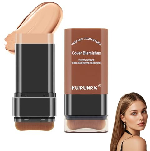 KUIRUNRX® Foundation Stick, Maquillage Multi-usage En Bâton De Fond De Teint, Fond de Teint Hydratant Léger Avec Pinceau, Anti Age Stick de Fond de Teint pour Femme pour Fini Naturel (Wheat, 20g)