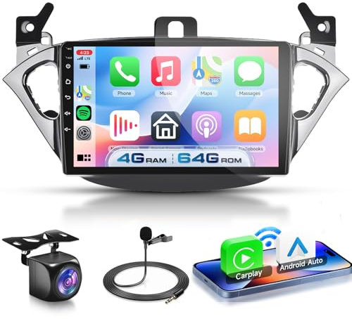 VECHTEL 4G+64G Autoradio Android 15 per Opel Corsa 2015-2019/Adam 2013-2016, 9 HD Schermo Tactile Stereo Auto co Carplay Android Auto senza Fili GPS Wi-Fi USB Bluetooth 5.0 Radio FM RDS Retrocamera