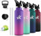 Gourde Isotherme, 750 ml Bouteille Isotherme, Gourde Inox, Anti Fuite, Gourde Paille Adulte, Double Isolation, Gourde Running, 24h Froid & 12h Chaud, Bouteille d'eau pour Voyage, Camping, Randonnée