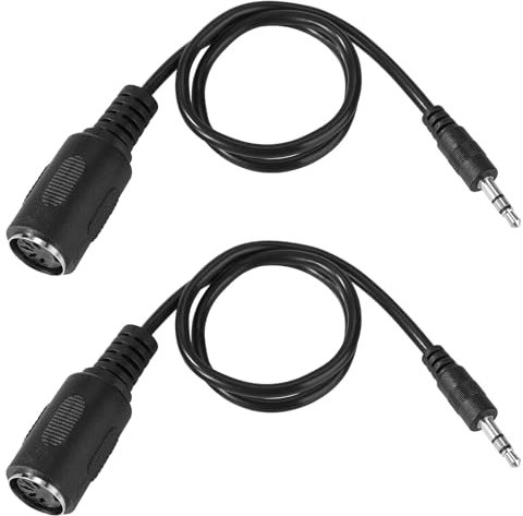 BTFO 2 Unidades Adaptador MIDI Tipo A a 3,5mm, 35,5cm Cable Breakout MIDI Hembra a TRS 3,5mm Macho Convertidor de Audio para Teclados Sintetizadores & DAWs